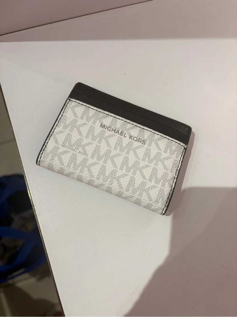 Michael Kors Cooper card holder ID Wallet white MK Ombre Logo